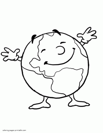 Coloring page of smiling Earth || COLORING-PAGES-PRINTABLE.COM