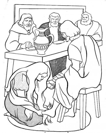 pouring perfume on feet of jesus coloring sheet - Clip Art Library