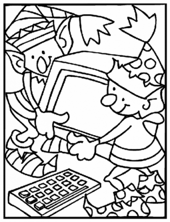 Christmas Elves Working Coloring Page | crayola.com