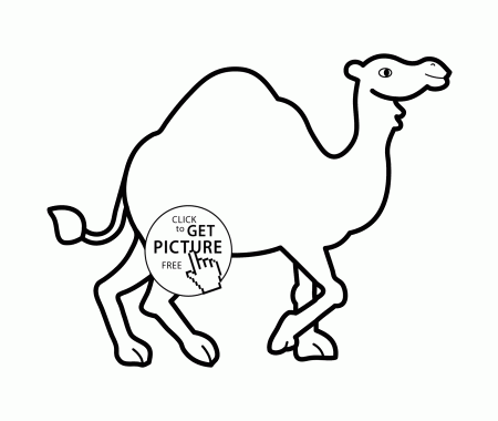 Camel cartoon animals coloring pages for kids, printable free