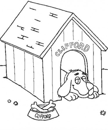 Clifford The Big Red Dog Lazing In His House Coloring Page