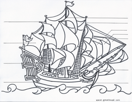 The Anatomy Of A Pirate Ship Coloring Sheet {Free Printable 