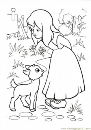 Coloring Pages Gerda With Little Lamb (Cartoons > Others) - free 