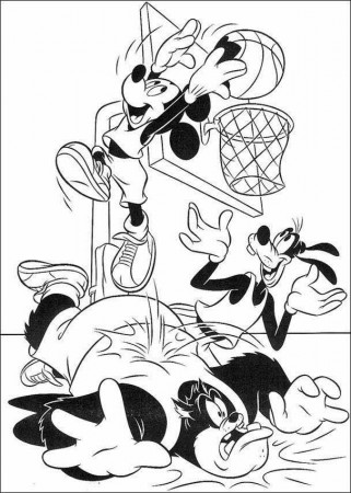 Basketball Match Mickey Mouse Coloring Pages - Disney Coloring 
