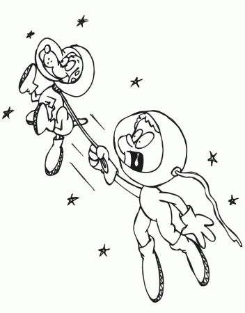 Astronaut Coloring Page | Astronaut Walking Dog