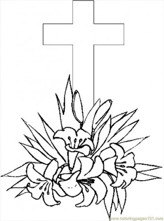 Coloring Pages Cross & Lilies 4 (Entertainment > Holidays) - free 