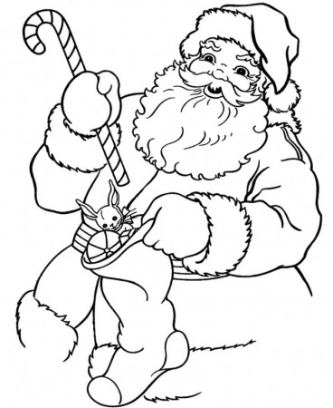 Santa Claus Holding A Stick Coloring Page - Kids Colouring Pages