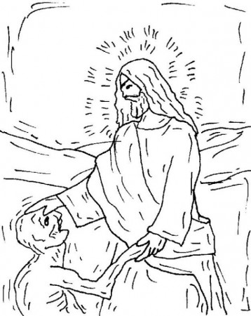 healthy Jesus to a leper Colouring Pages