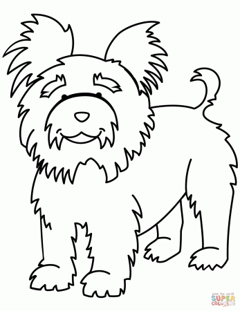 Funny Yorkshire Terrier coloring page | Free Printable Coloring Pages
