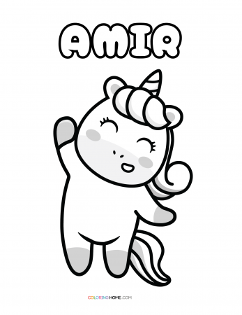 Amir unicorn coloring page