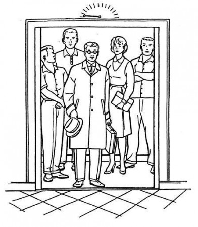 Image result for drawing of people in an elevator | Coloring books, Coloring  pages, Drawings