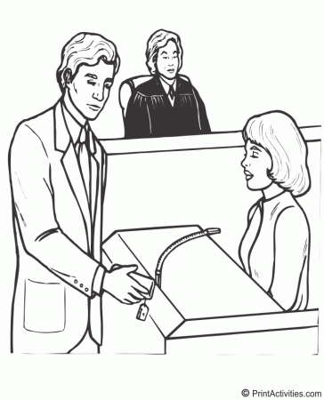 Lawyer Coloring Page | In the Courtroom