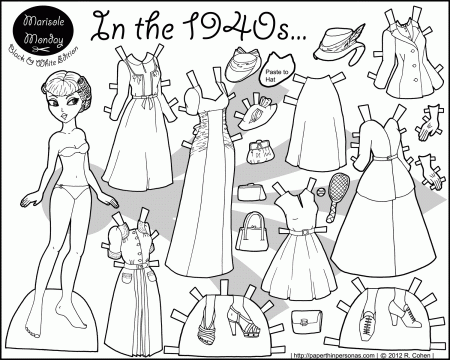 1940s... Paper Doll Coloring Page ...