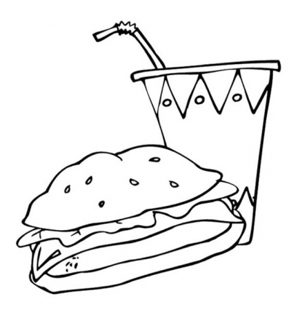 Junk Food Burger And Drink Coloring Page - Download & Print Online Coloring  Pages for Free | Color Nim… | Food coloring pages, Coloring pages, Online coloring  pages