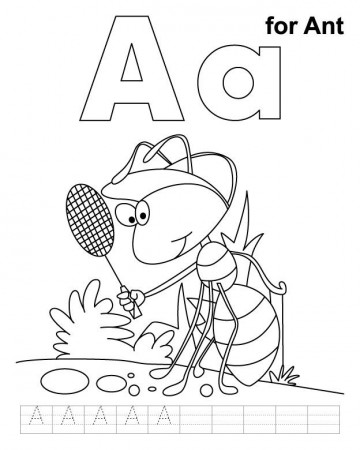 A for ant coloring page with handwriting practice | Apple coloring pages, Coloring  pages, Letter a coloring pages