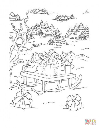 Christmas Sleigh with Gift Boxes coloring page | Free Printable Coloring  Pages