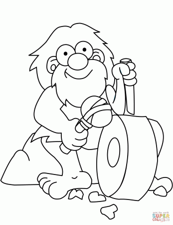 Caveman Sharpen Axe and Knife coloring page | Free Printable ...