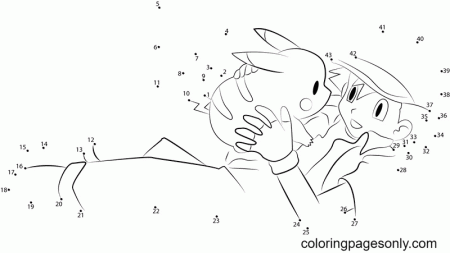 Ash and Pikachu Dot to Dot Coloring Pages - Pikachu Coloring Pages - Coloring  Pages For Kids And Adults