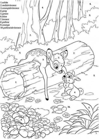 Disney Bambi Color by Number Coloring Page - Free Printable Coloring Pages  for Kids