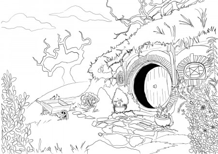 Adult Coloring Page Hobbit House From Lord of the Rings - Etsy