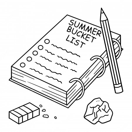 Premium Vector | Summer bucket list with pencil isolated coloring