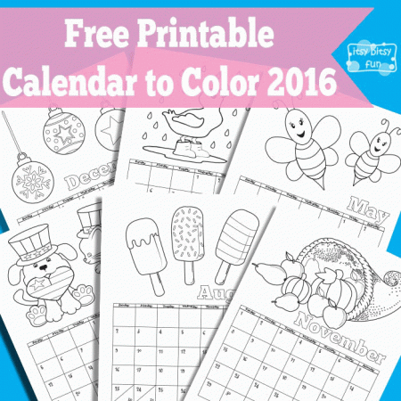 Printable Calendar for Kids 2016 - Itsy Bitsy Fun