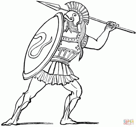 Ancient Greek Soldier coloring page | Free Printable Coloring Pages