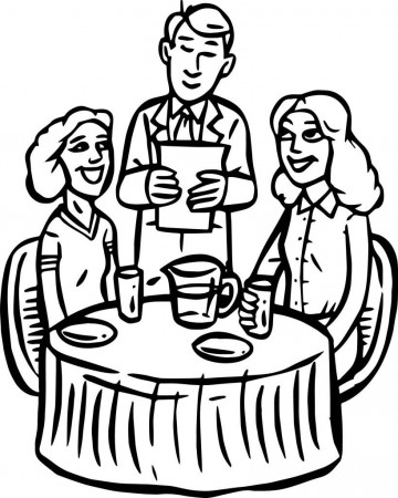 Waiter at work coloring book to print and online