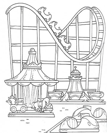 Cute Roller Coaster Coloring Page - Free Printable Coloring Pages for Kids