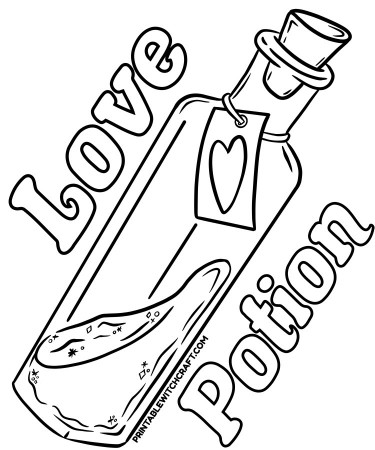 Free Coloring Page: Love Potion - Printable Witchcraft