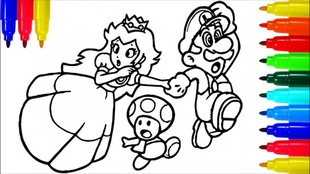 Super Mario Princess Mushroom Coloring Book | Colouring Pages For Kids With  Colored Markers - YouTube