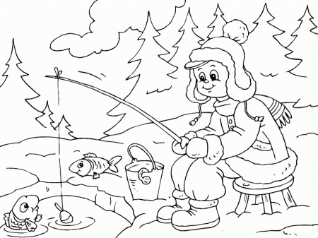 Ice-fishing coloring page - Coloring Pages 4 U