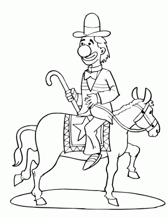 Horse Coloring Page | Clown On Pony