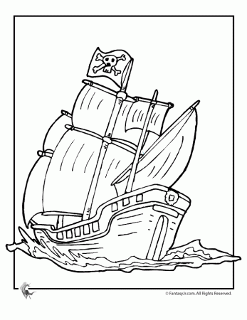 Fantasy Jr. | Pirate Schooner Coloring Page