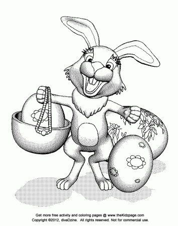 Cute Easter Bunny/Rabbit - Free Coloring Pages for Kids 
