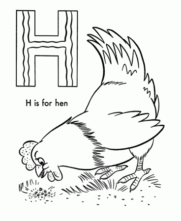 ABC Alphabet Coloring Sheets - ABC Hen - Animals coloring page 