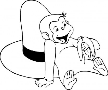 Curious George Eat Banana Coloring Page - Curious George Coloring 