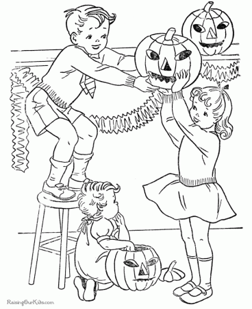 Kid Halloween pumpkin coloring pages - 022