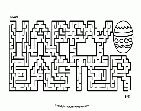 Happy Easter Maze Free Coloring Pages for Kids - Printable 
