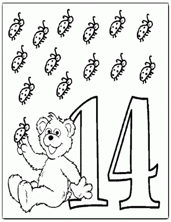 number fourteen Colouring Pages (page 2)