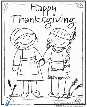 Free Printable Happy Thanksgiving friends coloring page - from 
