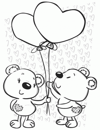 Valentine's Bears - Free Printable Coloring Pages