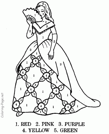 Child activity pages - Color by number - The princess