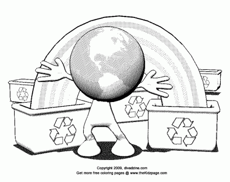 Recycling Bins - Free Earth Day Coloring Pages for Kids 