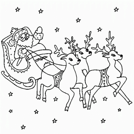 Download Santa Flying With Reindeer Coloring Pages Or Print Santa 