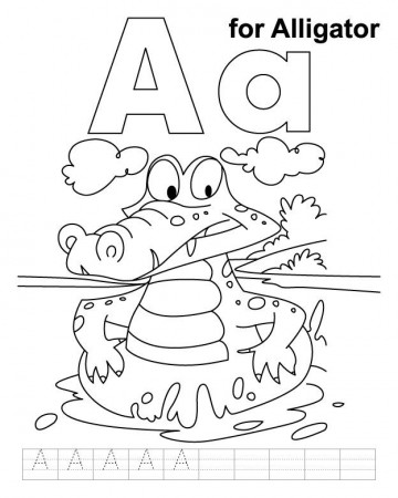 A for alligator coloring page with handwriting practice | Abc coloring pages,  Alphabet coloring pages, Abc coloring