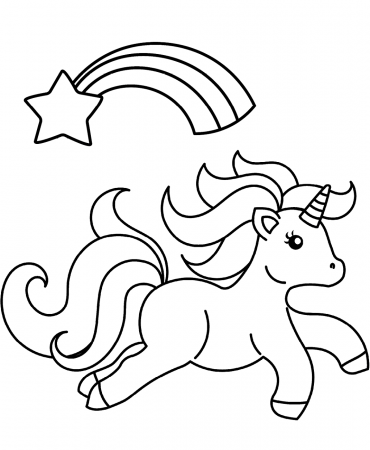 Unicorn With A Shooting Star Coloring Page - Free Printable Coloring Pages  for Kids