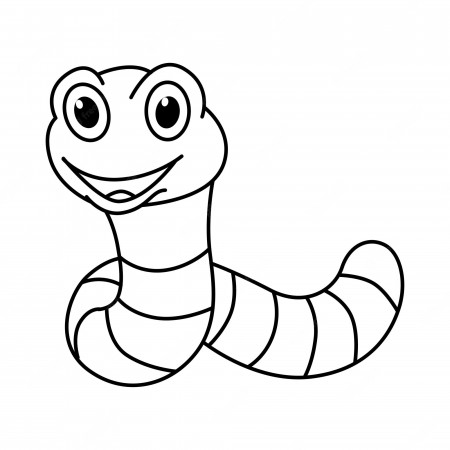 Premium Vector | Cute worm cartoon characters vector illustration for kids coloring  book