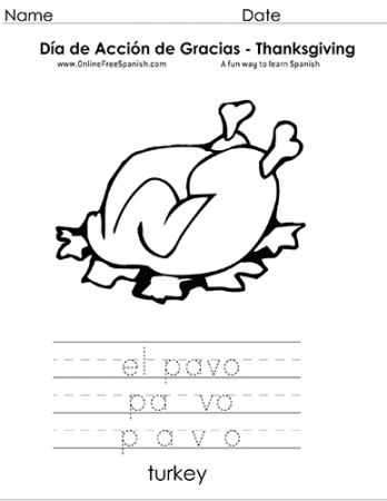 OnlineFreeSpanish.com - Día de Acción de Gracias - Thanksgiving - Páginas  para Colorear - Coloring Pages