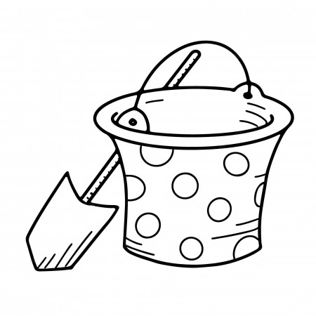 Premium Vector | Cartoon bucket and shovel toy object for small children to  play doodle style